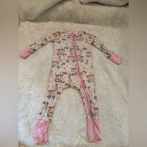 Caden Lane Pink Golf-themed convertible zip romper